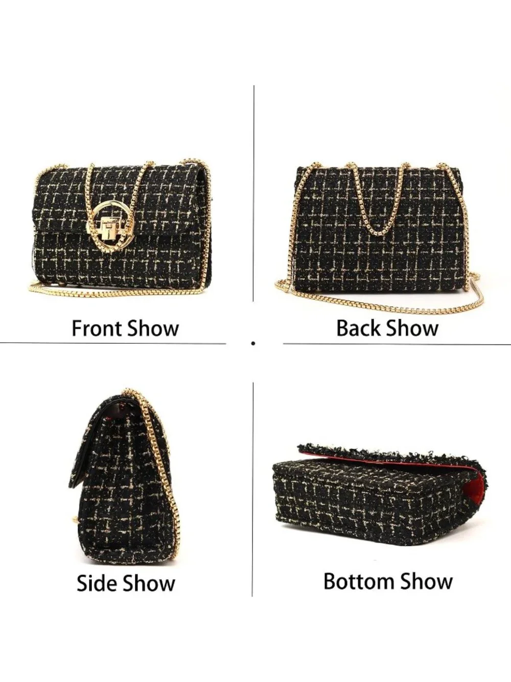 👜Women's Black Travel Shoulder Bag Chain Quilted Crossbody Evening Clutch